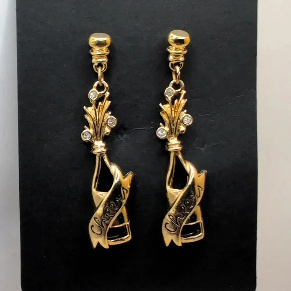 Vintage Avon Champagne "Cheers" Earrings - Picture 1 of 4